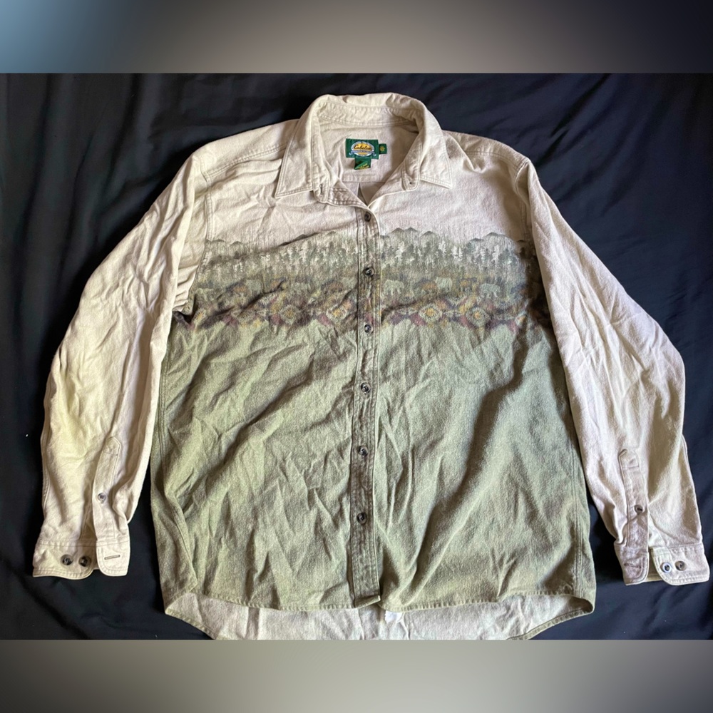 Cabela’s bear safari pattern button up long sleeve